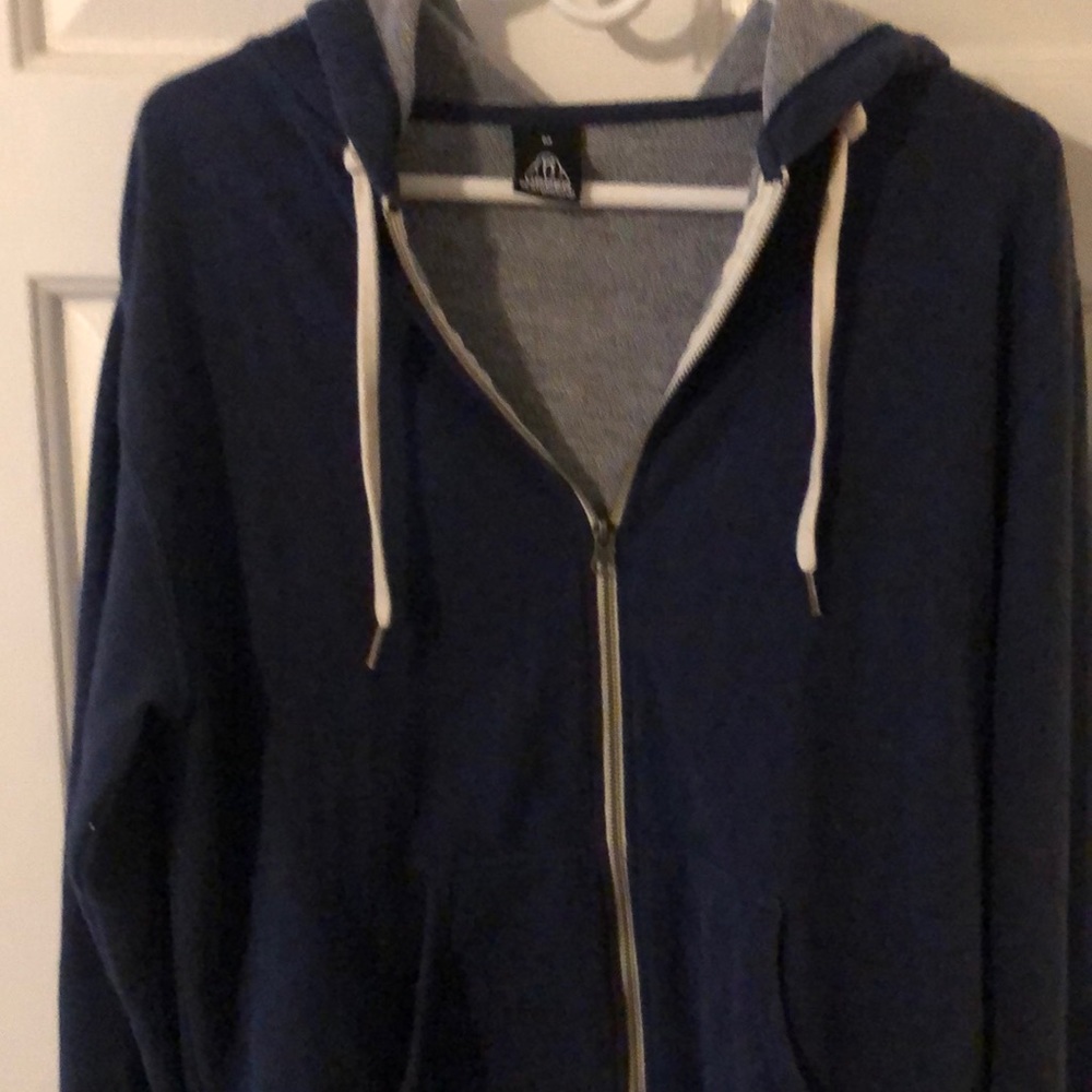 Upper Playground Navy Blue Zip Hoodie w/ thumb holes